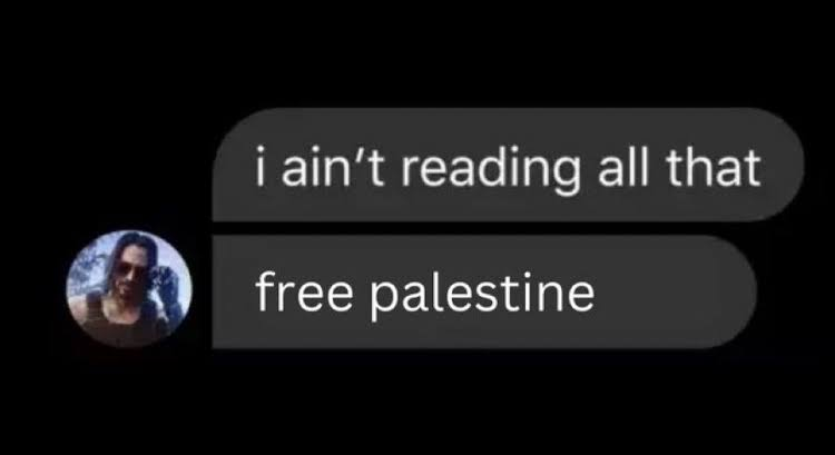 Cyberpunk Johnny Silverhand i ain't reading all that free palestine
